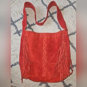 Raj Imports 100% Genuine Leather Fringe Boho Style Crossbody Bag